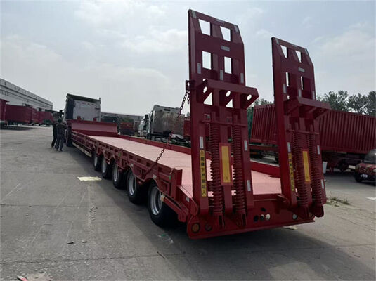 High Strength Steel Frame Semi Truck Flatbed Trailer 18 Meters 50-80 Tons
