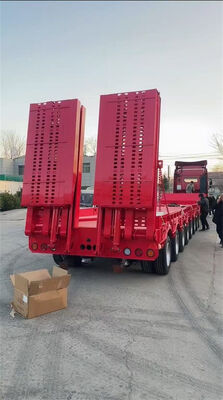 High Strength Steel Frame Semi Truck Flatbed Trailer 18 Meters 50-80 Tons