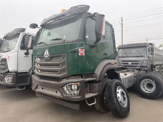 Tandem Axle 2*16T Used Tractor Truck D12.42 420HP Engine With New Pads / Shoes